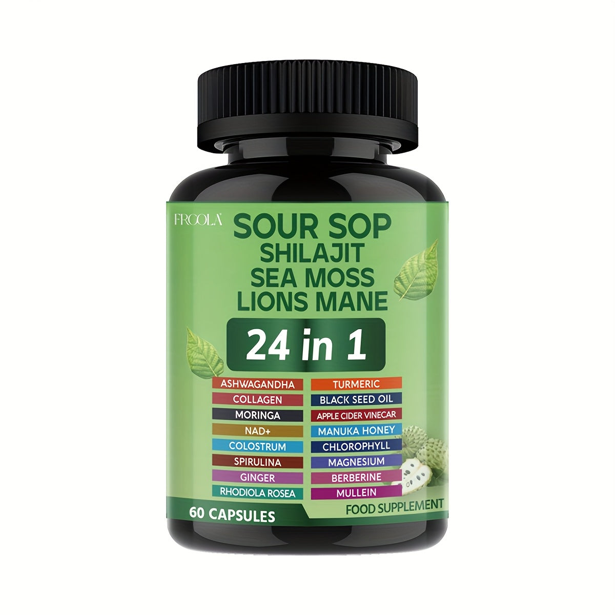 Sea Moss Capsules 24-in-1 Superfood Blend 2238mg with Soursop Shilajit Lion's Mane Graviola