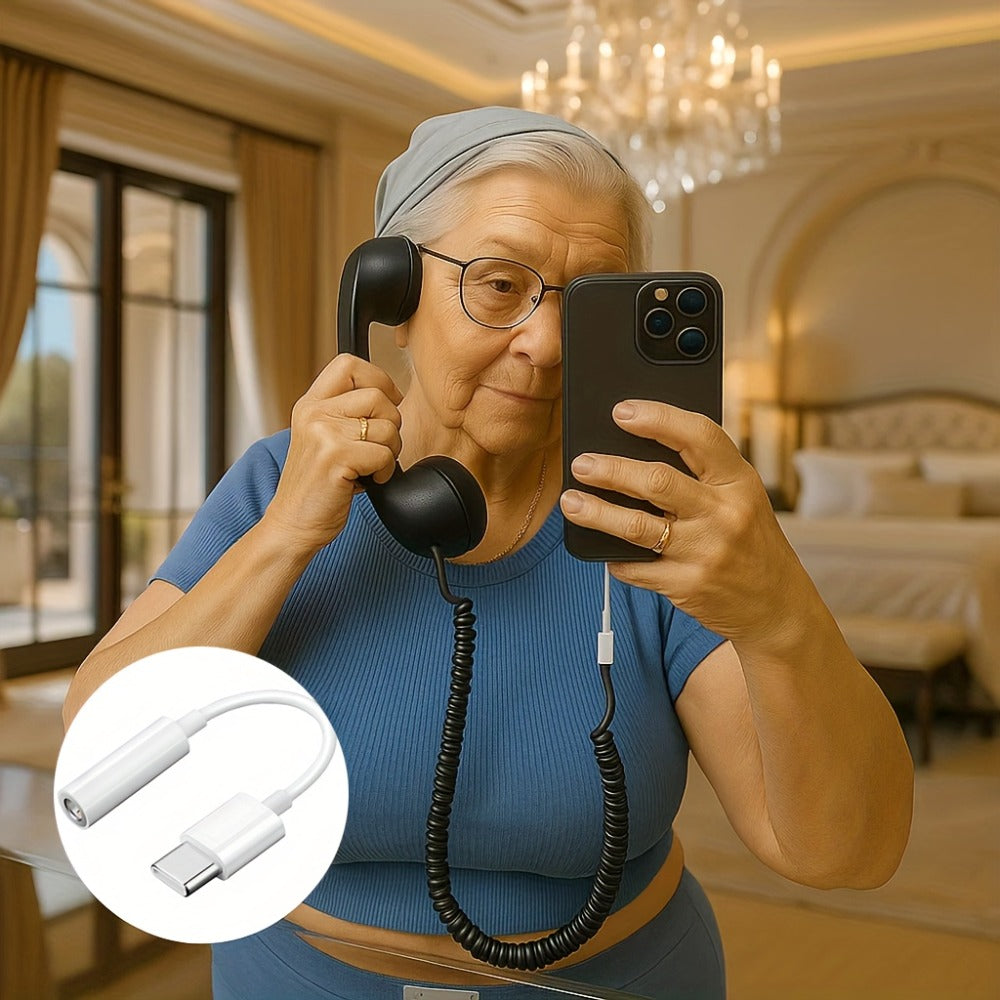 Retro Phone Handset for Smartphone Tablet & Computer, Hands-Free Calling, Volume Control, Clear Sound