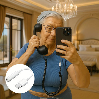 Retro Phone Handset for Smartphone Tablet & Computer, Hands-Free Calling, Volume Control, Clear Sound