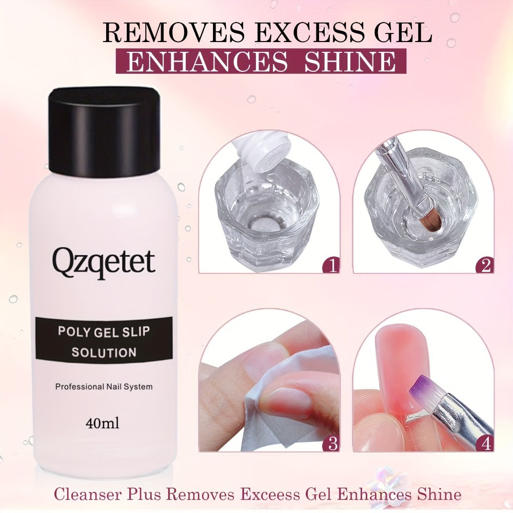 Poly Nail Gel Extension Kit 6 Colors with USB UV LED Lamp & Slip Solution – All-in-One Polygel Nail
