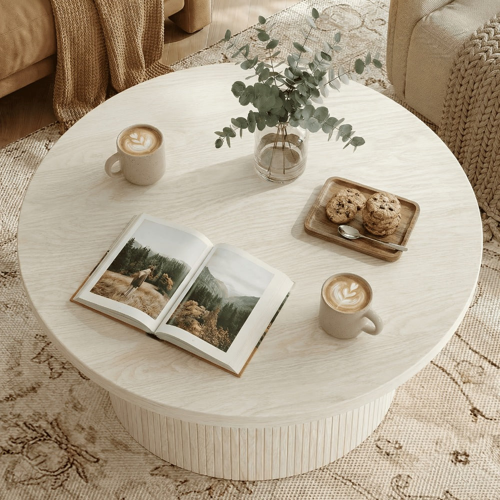 32-Inch Round Coffee Table, Modern Accent Table for Work, Display, and Everyday Use detail image - detail view 3