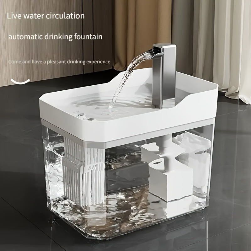 Cat Water Fountain Automatic USB Rechargeable – Ultra-Quiet Smart Pet Water Dispenser with Continuous Cycling Flow, No Battery Required