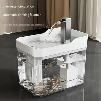 Cat Water Fountain Automatic USB Rechargeable – Ultra-Quiet Smart Pet Water Dispenser with Continuous Cycling Flow, No Battery Required