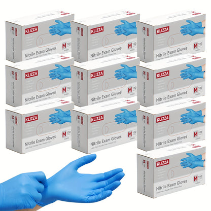KLIZZA Blue Nitrile Disposable Gloves in 1000-Count Ten-Box Cases with Four Size Options from S to XL