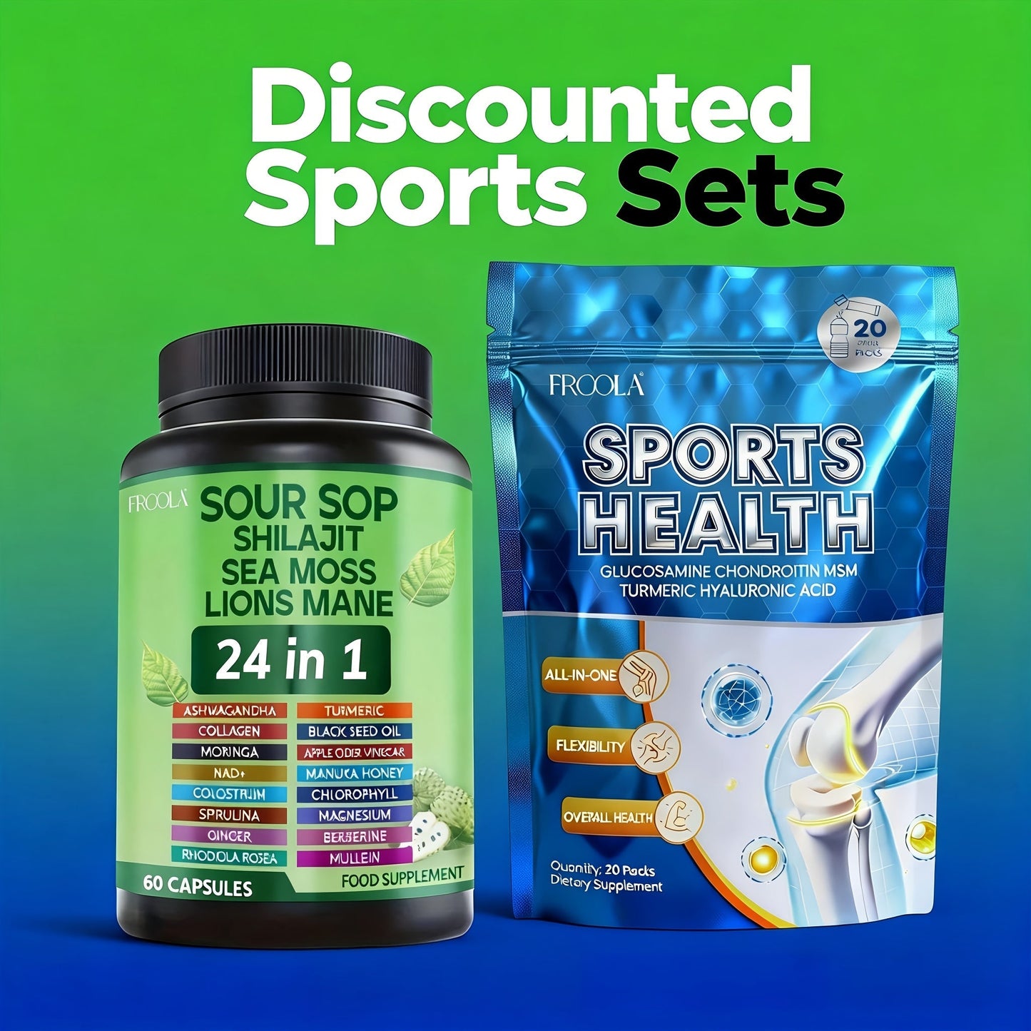 24-in-1 Daily Wellness Capsules with Soursop, Shilajit, Sea Moss & Lion's Mane, 2238mg Immune & Liver Health Formula for Men & Women