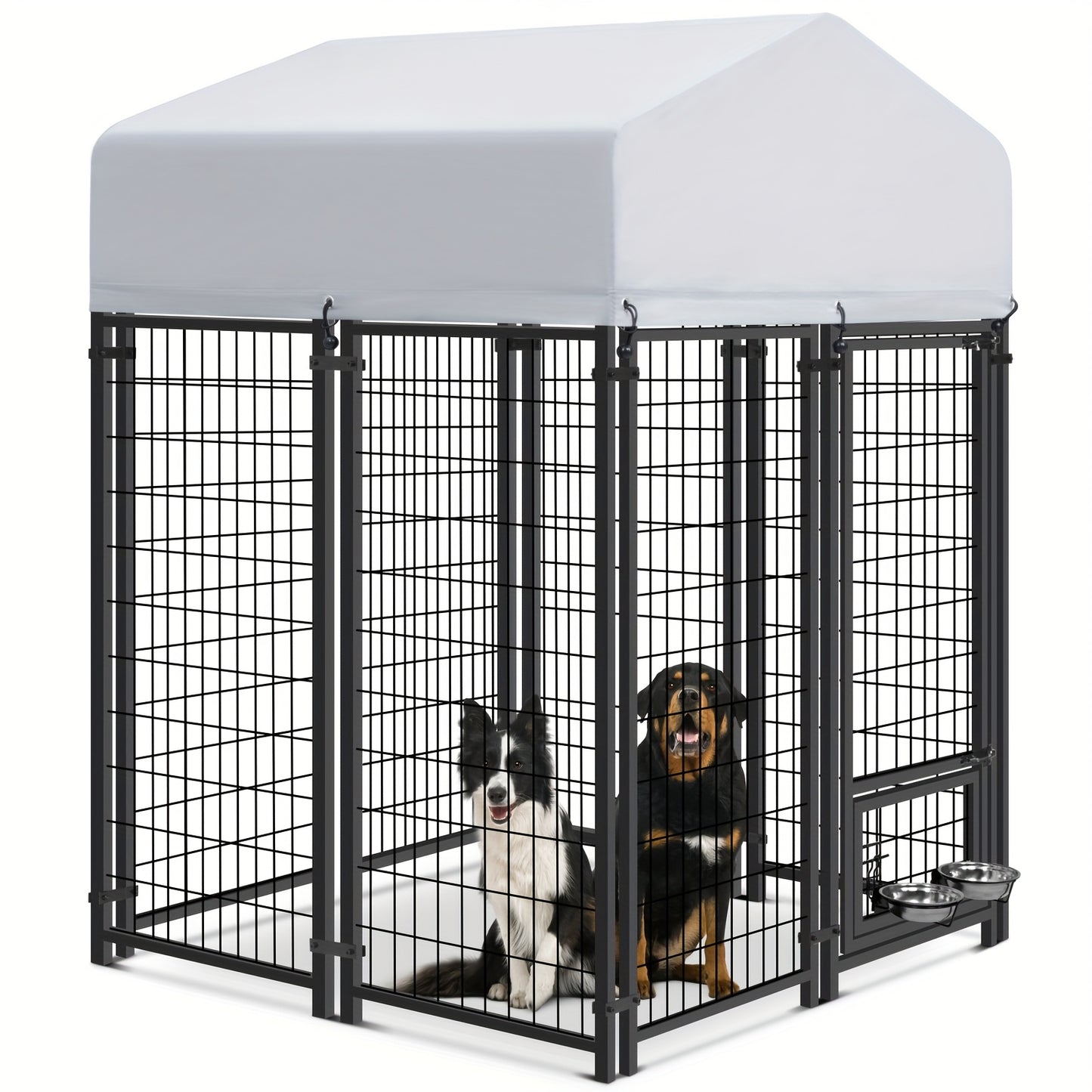 Outdoor Dog Enclosure Welded Wire Steel with UV-Resistant Roof Cover Secure Lock Dog Playpen Fence Run for Large Dogs 4x4 6x4 8x4 ft 6ft