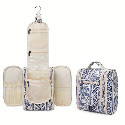 Toiletry Bag Hanging Large-Capacity Makeup Organizer with Hook, Multiple Compartments and 16 Print Options