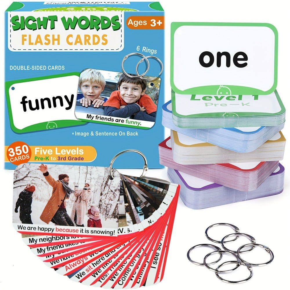 Sight Words Flash Cards 350 Dolch & Fry High Frequency Words, 5 Color-Coded Levels Pre-K to 3rd Grade
