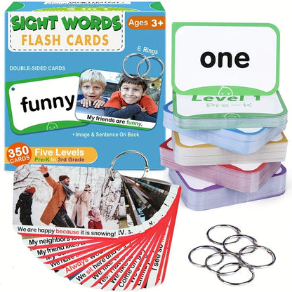 Sight Words Flash Cards 350 Dolch & Fry High Frequency Words, 5 Color-Coded Levels Pre-K to 3rd Grade