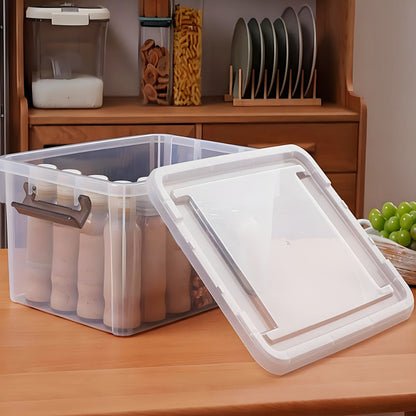 Six-Piece 16.9-Quart Clear Stackable Storage Box Set with Gray Latching Lids and 15.94-Inch Tops