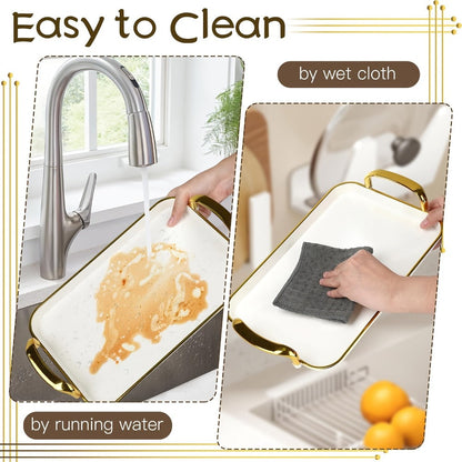 3-Piece Rectangular Serving Tray Set with Handles, Plastic Food Trays for Parties, Dinners & Gatherings