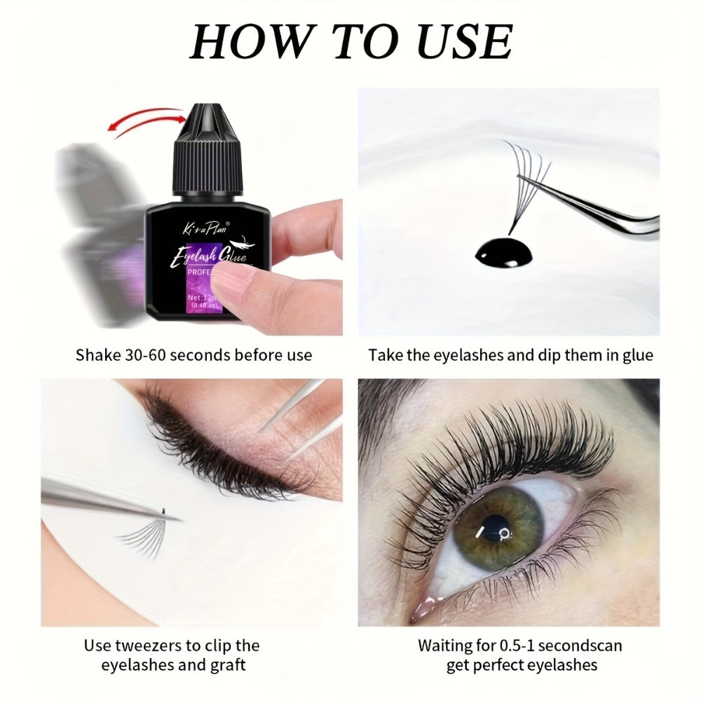 Lash Glue Set, Eyelash Extension Adhesive 6-7 Weeks Retention, Quick Dry DIY Lash Bond for Individual &