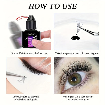 Lash Glue Set, Eyelash Extension Adhesive 6-7 Weeks Retention, Quick Dry DIY Lash Bond for Individual &