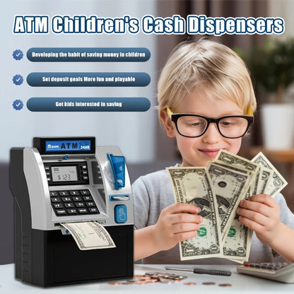 Electronic ATM Kids Piggy Bank with Password, Banknote & Coin Savings Bank for Boys Girls, Birthday Gift