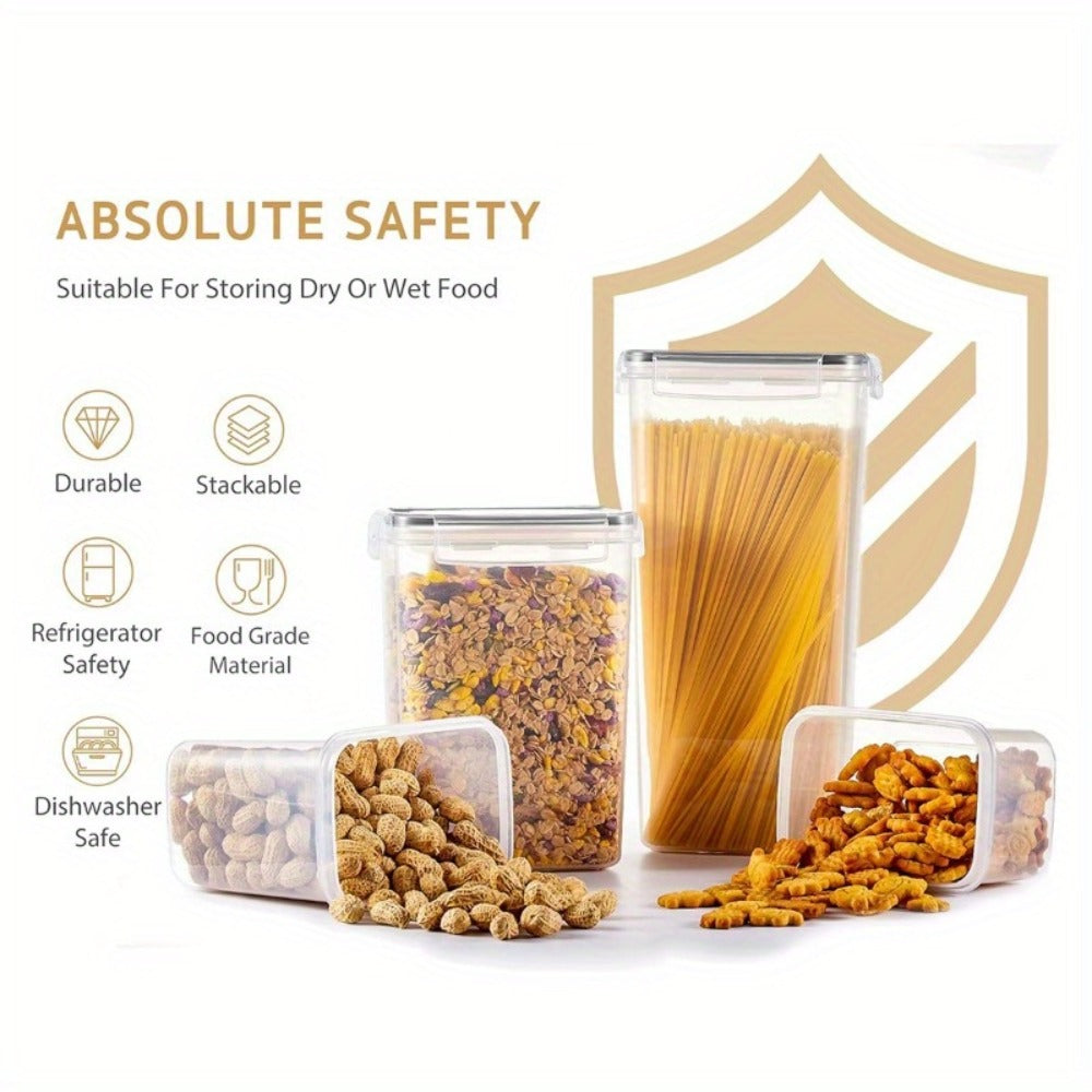 Pantry Jar Food Storage Organizer with Black Flip-Top Lids, Labels and Six Available Set Sizes