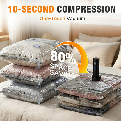 Travel Compression Bags with Pump 24 Pack – Vacuum Storage Pouches for Clothing, Space Saving Packing Bags for Suitcase Backpack