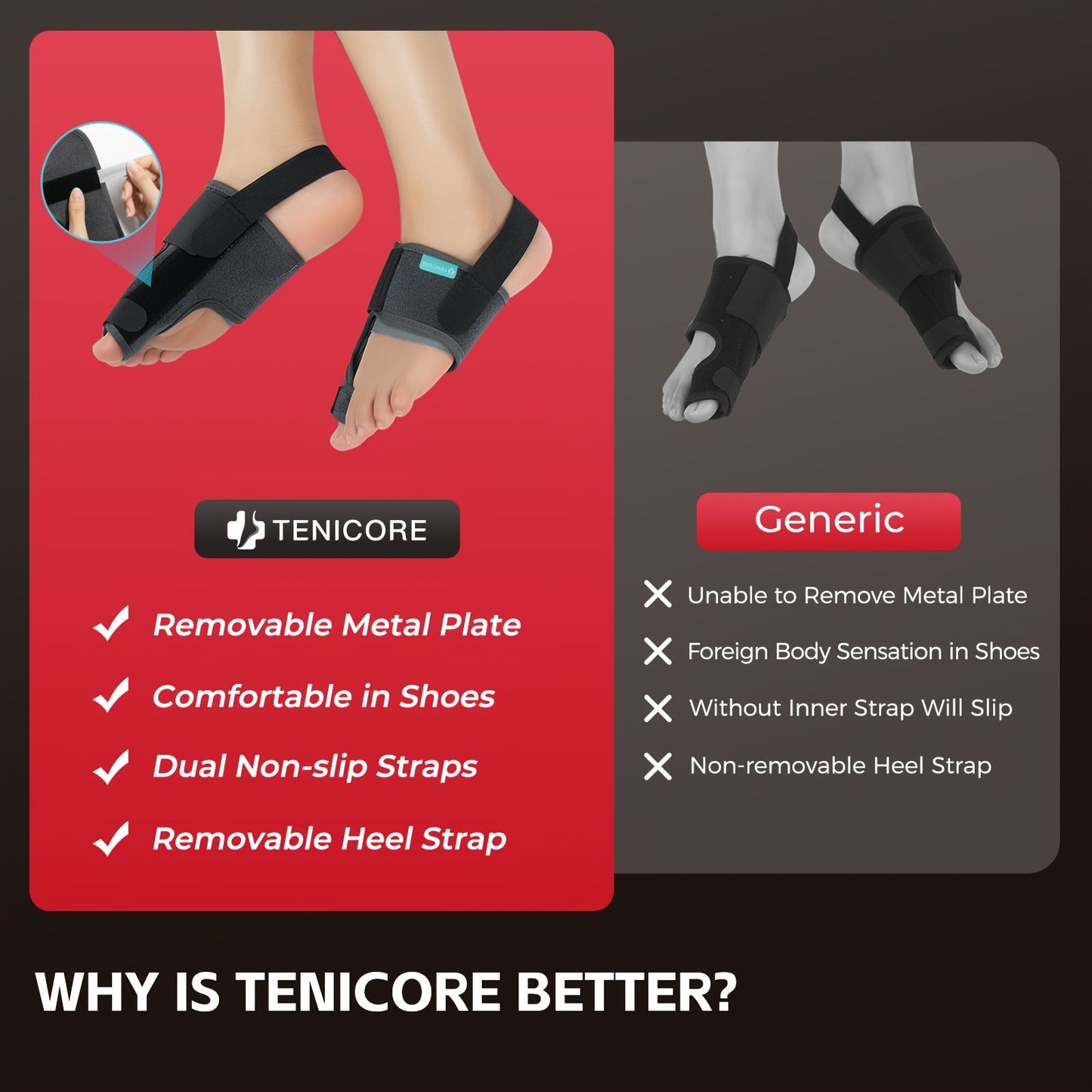 Adjustable Big Toe Separator Splint Pair with Two Metal Angle Bars, Double Straps and MB1Q Checkout Model