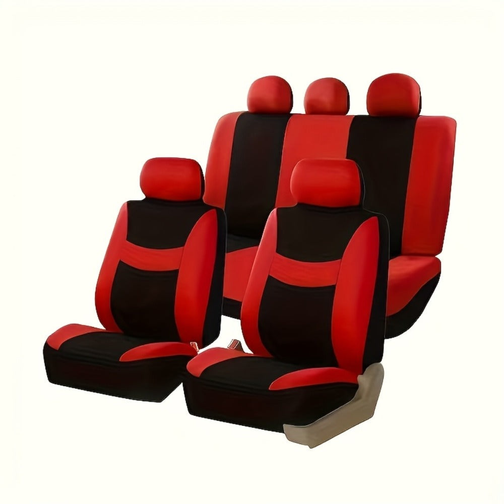 Car Seat Covers 5-Seat Breathable Fabric Full Set with Front and Rear Pieces in Ten Color Options