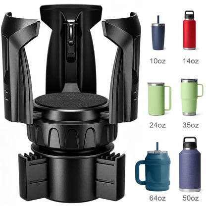 Adjustable Car Cup Holder Expander for 2.56-4.8 Inch Drinkware with 2.56-3.93 Inch Expanding Base in Black