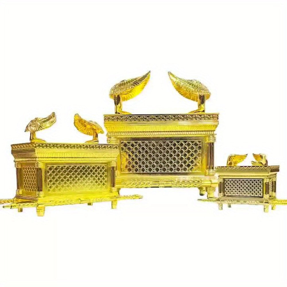 Ark of the Covenant Figurine – Golden Artisan Tabletop Statue, Spiritual Religious Decor for Home & Office, Hanukkah