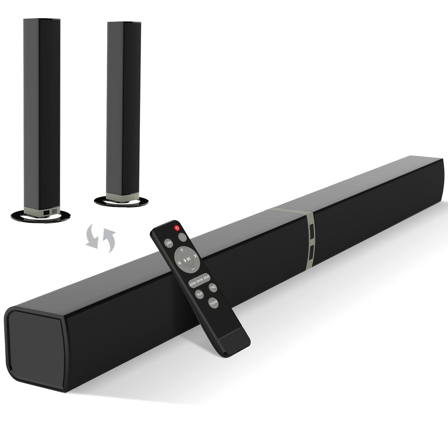 Detachable 31.5-Inch TV Soundbar with Remote, ARC, Optical and AUX Connections and Subwoofer Options
