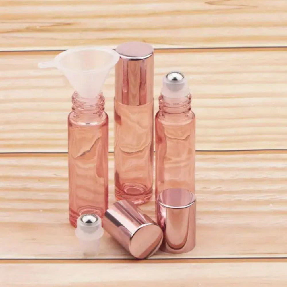 Essential Oil Roller Bottles 14 Pack 10ml – Refillable Glass Roll-On Perfume Containers with Stainless Steel Roller Balls, Opener & Funnel