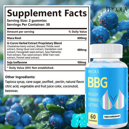 BBL Gummies for Women Butt Enhancement 60 Count Strawberry Flavor for Bath Time, Home Spa and Personal Care