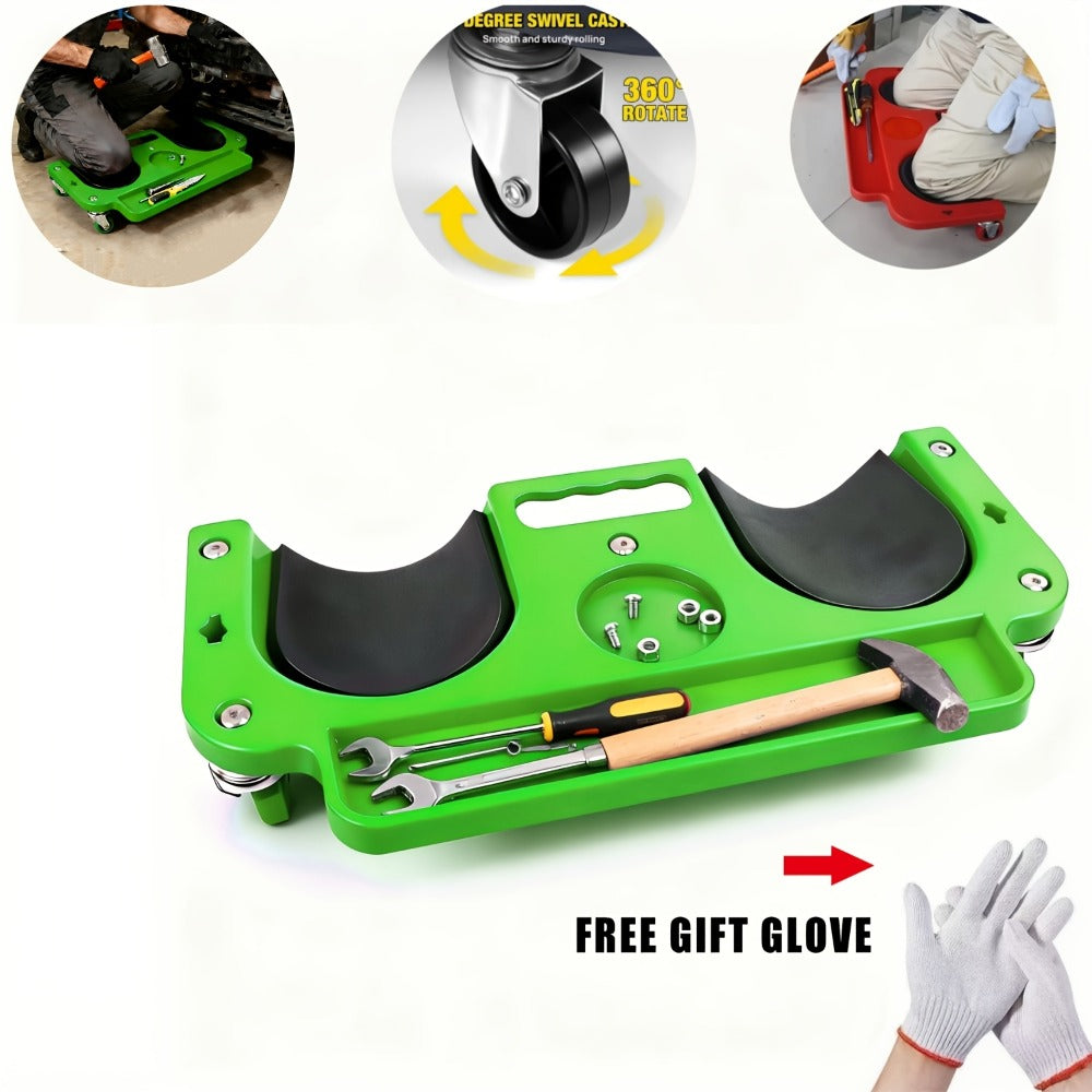 Rolling Knee Creeper Pad with Built-In Tool Tray – ABS High-Impact Frame, Cushioned Kneeling Pad for Car Repairs, Carpentry & Flooring