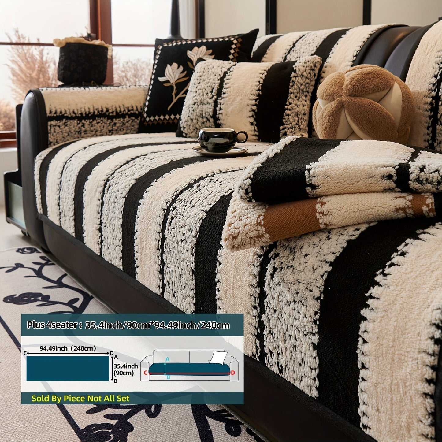Sofa Cover, Thick Plush Jacquard Couch Pad in Four Colors with Loveseat and Extra-Large Sizes