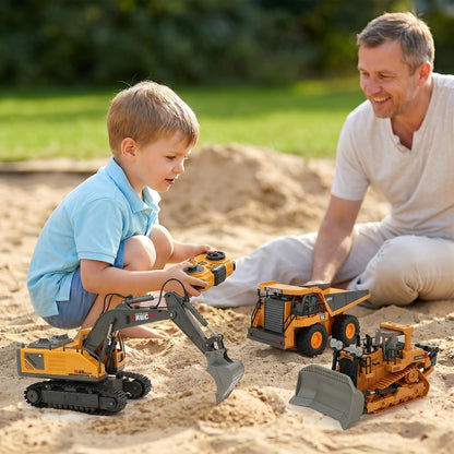 RC Bulldozer 1:24 Scale Alloy with 680° Rotation & Working Arm, 2.4GHz Remote Control Construction Vehicle for Kids