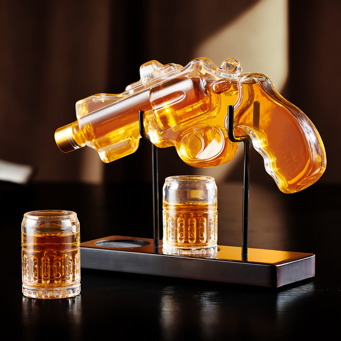 Pistol Whiskey Decanter Set with 2 Shot Glasses, Cool Liquor Dispenser Gift for Him, Husband, Dad