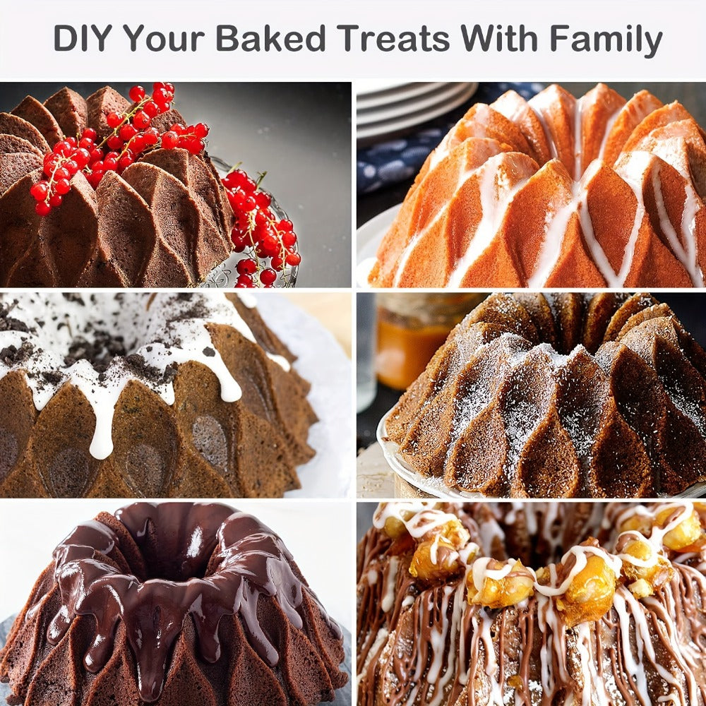 Silicone Bundt Cake Pan Set 9-Piece, Nonstick Fluted Hollow Cake Molds in Crown Nest Spiral Braided Shapes