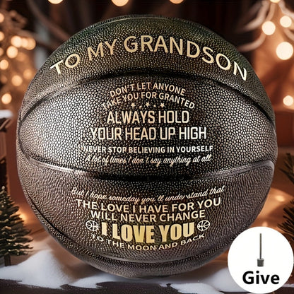 Personalized Basketball Gift for Son & Grandson Standard Size with Pump To My Son To My Grandson Heartfelt Message Sports Birthday Christmas