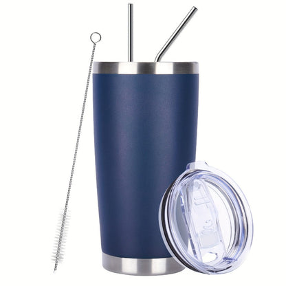 Stainless Steel Insulated Tumblers with Lid and Straw Bulk 20oz 304 Double Wall Vacuum Travel Mug for Hot Iced Coffee Drinks Water Cup Set