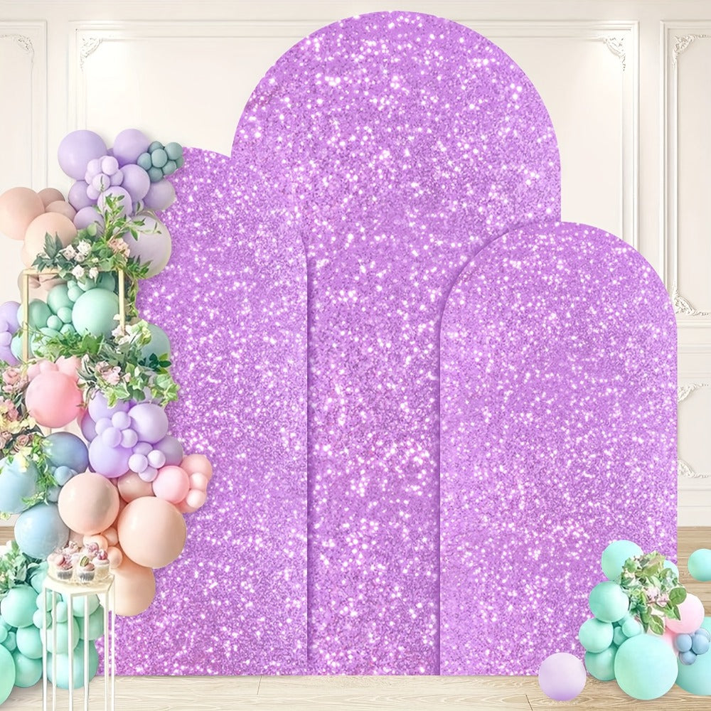 Sequin Wedding Arch Cover Set 3pcs, 6ft 6.6ft 7.2ft Metallic Spandex Payette Glitter Arch Backdrop Cover for Wedding Ceremony