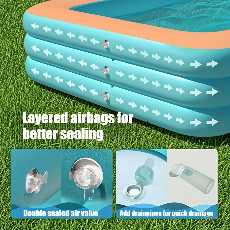 Inflatable Pool, Large Family Backyard Outdoor Summer Party Kids for Garden, Patio and Yard Use