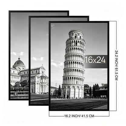 Three-Piece 16 x 24-Inch Poster Frame Set in Black, Golden or Natural Finish for Vertical or Horizontal Walls