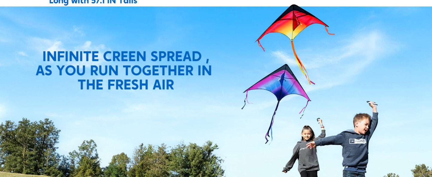 Large Delta Kite 3 Pack for Kids & Adults, Gradient Easy-to-Fly Kites with 58-Inch Wingspan & 262.5 Ft String
