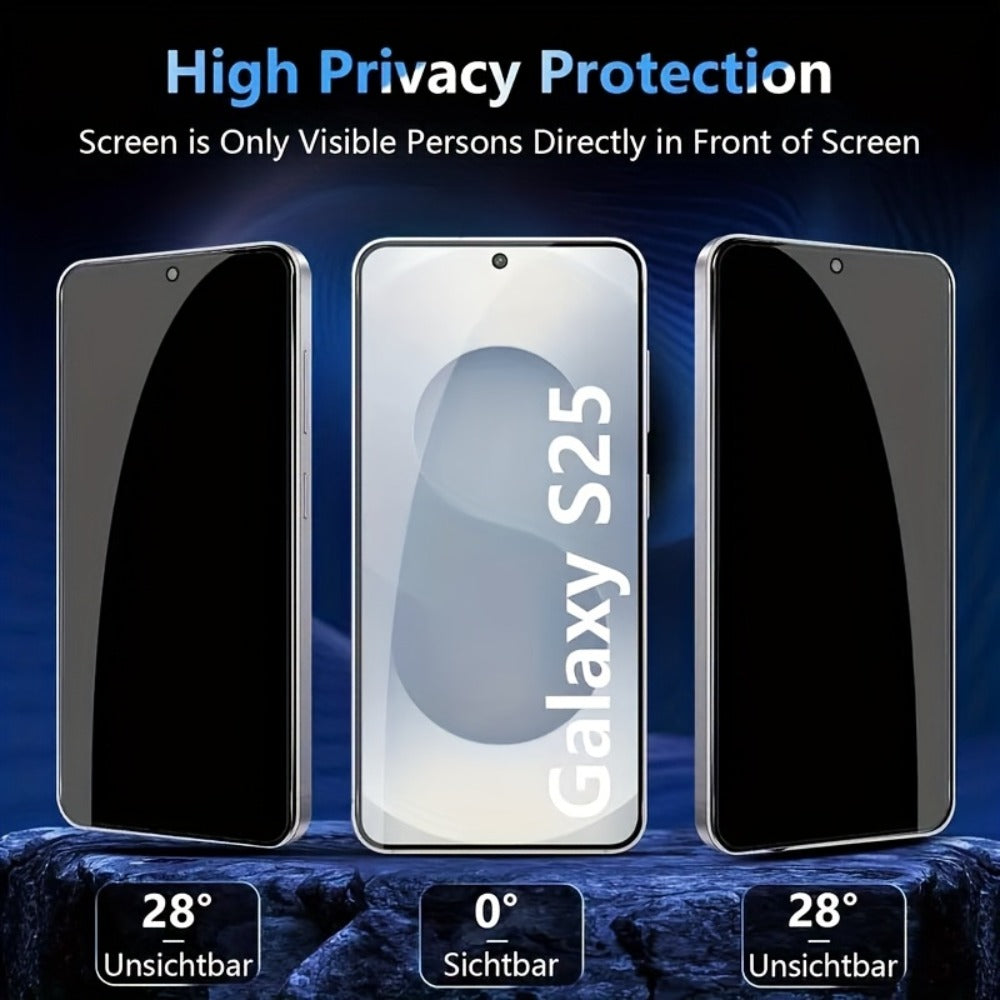Samsung Galaxy Screen Protector + Camera Lens 2+2 Pack, 9H Anti-Spy Tempered Glass, Fingerprint Unlock Support