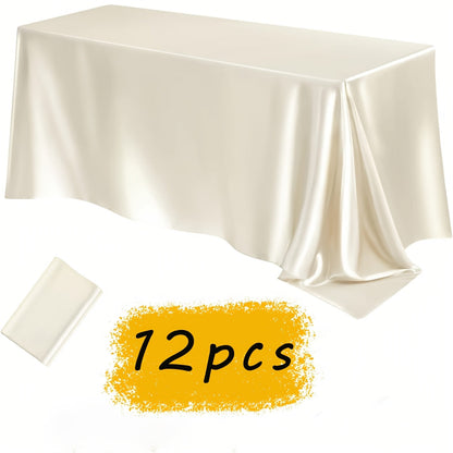 Tablecloth Satin Rectangle Cover 12-Piece Set in 57 x 102-Inch Size and Fourteen Colors for Events