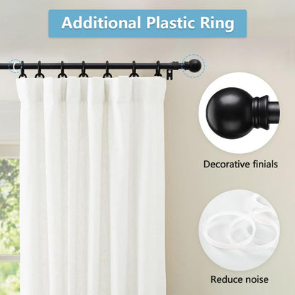 Two-Pack Matte Black Curtain Rod Set with 5/8 Inch Tube and 28–52 to 28–95 Inch Size Options