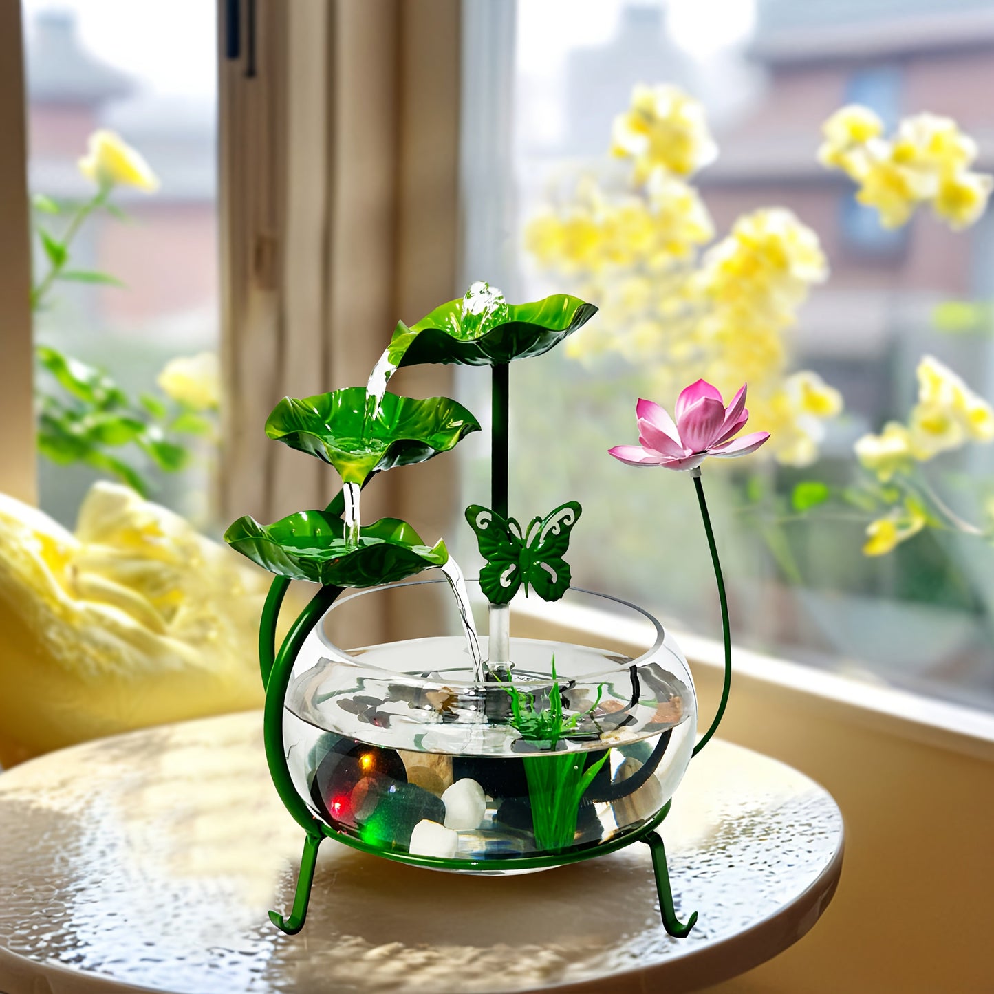 Desktop Water Fountain USB – Zen Tabletop Waterfall with Natural Rocks