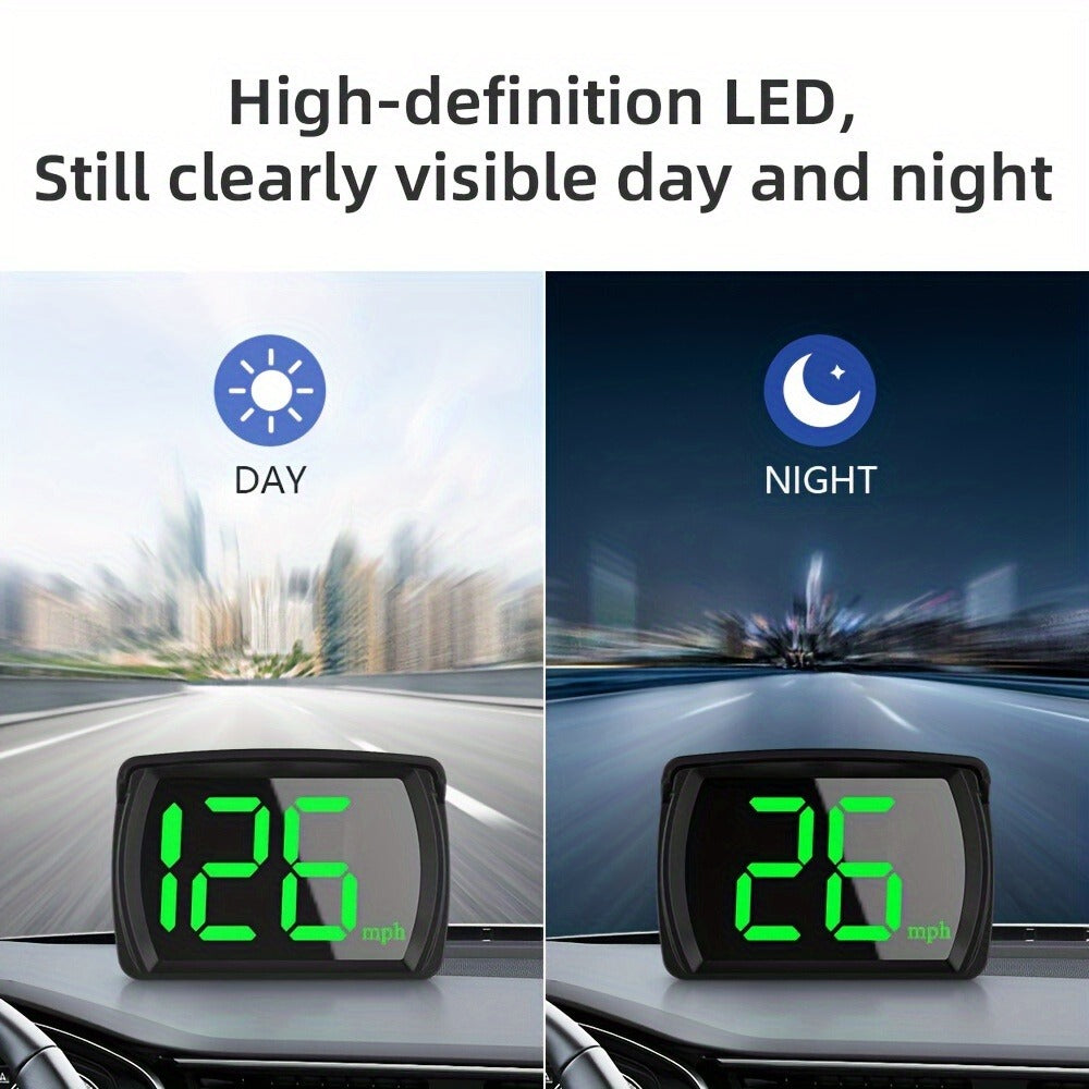 Car HUD Head Up Display OBD2 + GPS Speedometer 3-Inch Windshield Projector, Real-Time Speed MPH, Universal Fit for Cars Trucks Buses Bikes