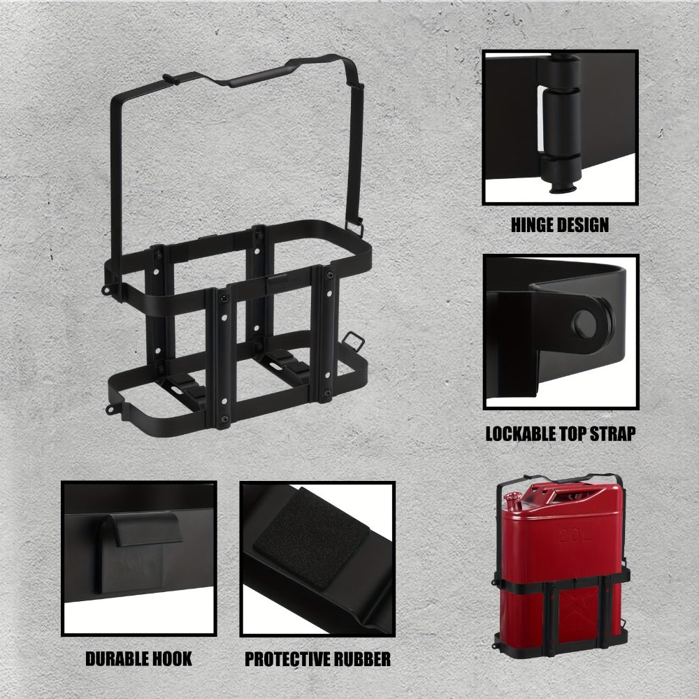 Jerry Can Holder Mount 5 Gallon 20L NATO Style Steel Gas Can Lockable Mounting Bracket for Jeep Truck RV Motorcycle Overlanding Camping