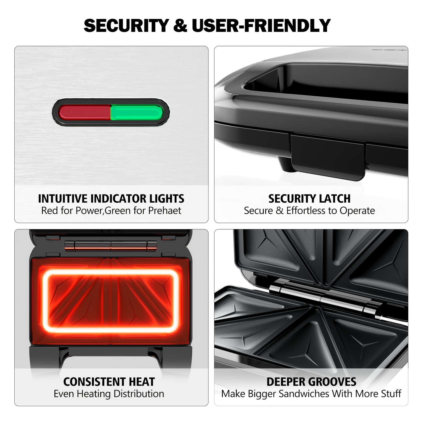 Sandwich Maker 3-in-1 Panini Press & Waffle Iron 750W with Removable Non-Stick Plates, Compact for Dorm
