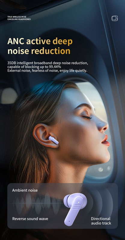 Wireless Earbuds Bluetooth 5.4 with ANC and ENC, LED Touchscreen Case and Black or White Options
