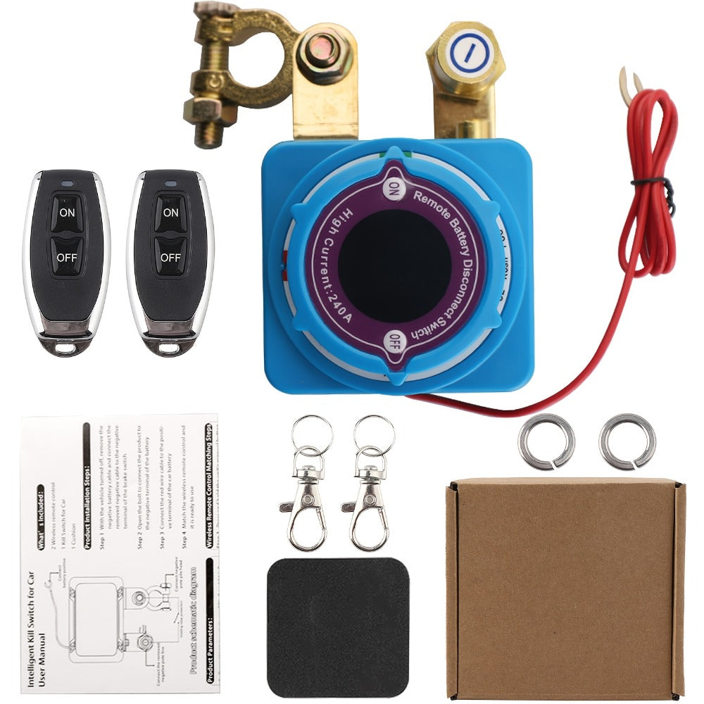 Remote Battery Disconnect Switch 240A 12V/24V – Wireless Kill Switch with Digital Display & Auto Power Shut-Off for Car, Truck, Boat