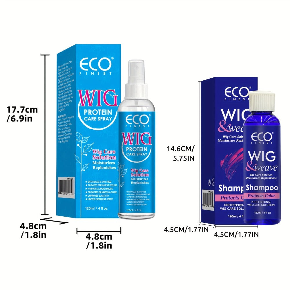 Wig Care Spray and Shampoo Set Anti-Frizz Deep Clean for Synthetic Human Hair & Braided Wigs