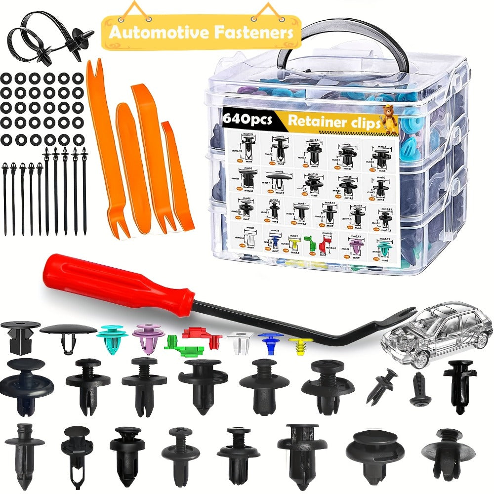 Car Retainer Clips Push Fasteners Kit Bumper Plastic Rivets Assortment for Auto Interior Exterior Trim Panel Body Clips – 113 to 928 Pcs