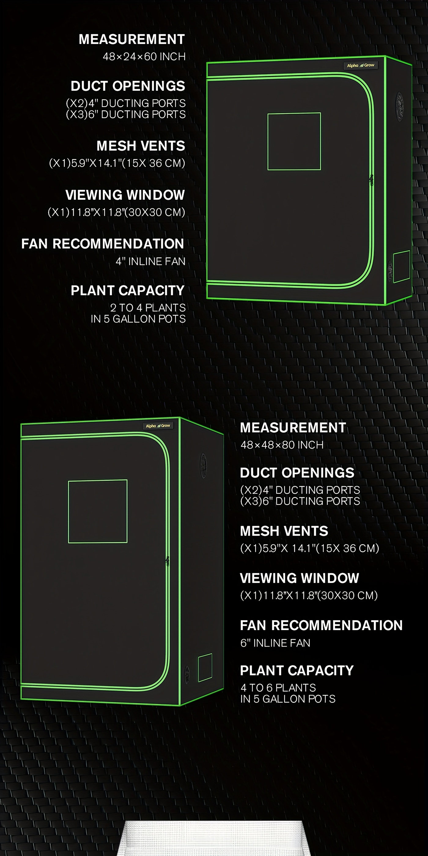 Indoor Grow Tent 1680D Lightproof with Viewing Window, Floor Tray & No-Tool Assembly, Hydroponic Setup for Seedling & Vertical Flowering